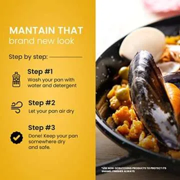 Machika Enamel Paella Pan for 10 Servings | Easy to Clean