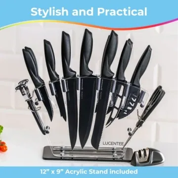 LUCENTEE 17pc Kitchen Knife Set for Effortless Cooking