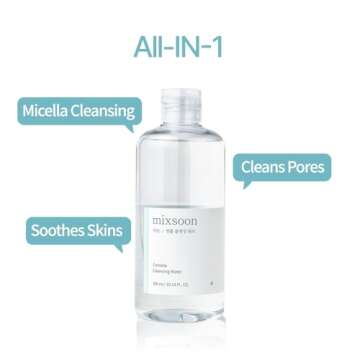 mixsoon Centella Cleansing Water 10.14 fl oz / 300ml,Face Cleanser for Sensitive Skin,Centella Asiatica, Aloe Vera