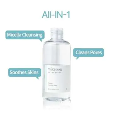mixsoon Centella Cleansing Water 10.14 fl oz / 300ml,Face Cleanser for Sensitive Skin,Centella Asiatica, Aloe Vera