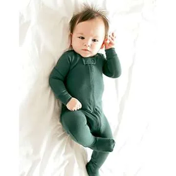 VAENAIT BABY Cozy Modal Green Footie Pajamas for Infants
