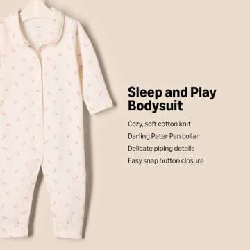 Amazon Essentials x Sofia Grainge Unisex Babies' Sleep and Play Bodysuit, Pack of 2, Pink Bunny Bear...