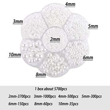 5800Pcs Half Pearls for Crafts, Flatback Pearls for Artwork Making, DIY Rhinestones Accessory Nail A...