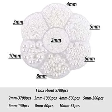 5800Pcs Half Pearls for Crafts, Flatback Pearls for Artwork Making, DIY Rhinestones Accessory Nail A...