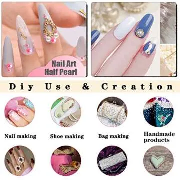 5800Pcs Half Pearls for Crafts, Flatback Pearls for Artwork Making, DIY Rhinestones Accessory Nail Art, Face Gems Jewels Flat Back Craft Pearls for Artist Creative - White