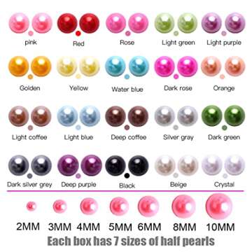 5800Pcs Half Pearls for Crafts, Flatback Pearls for Artwork Making, DIY Rhinestones Accessory Nail Art, Face Gems Jewels Flat Back Craft Pearls for Artist Creative - White