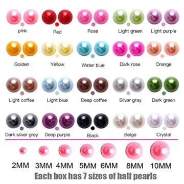 5800Pcs Half Pearls for Crafts, Flatback Pearls for Artwork Making, DIY Rhinestones Accessory Nail Art, Face Gems Jewels Flat Back Craft Pearls for Artist Creative - White