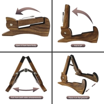 Domofa Foldable Wooden Guitar Stand for All String Instruments