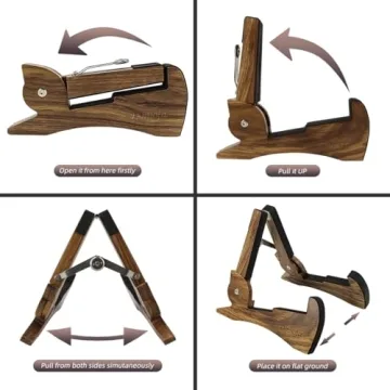 Domofa Foldable Wooden Guitar Stand for All String Instruments