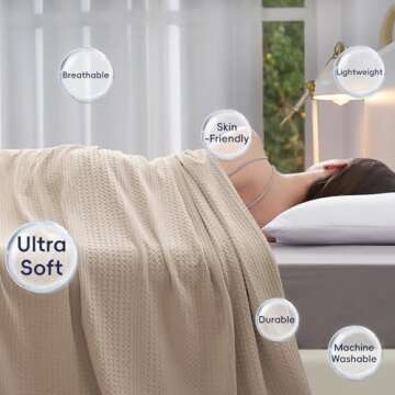 PHF Lightweight Waffle Weave Blanket - Breathable and Cozy for Summer Nights