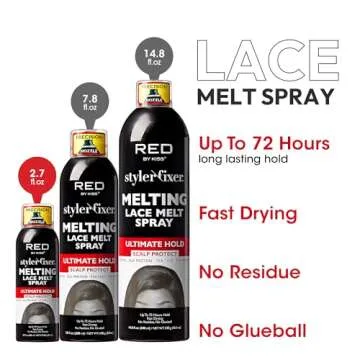 RED By Kiss Styler Fixer Melting Lace Melt Spray, Ultimate Hold, Scalp Protection, Fast Drying & No Residue, Strong Adhesion, Natural Look for Lace Front Wig