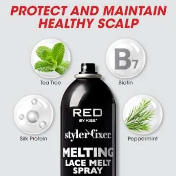 RED By Kiss Styler Fixer Melting Lace Melt Spray, Ultimate Hold, Scalp Protection, Fast Drying & No Residue, Strong Adhesion, Natural Look for Lace Front Wig