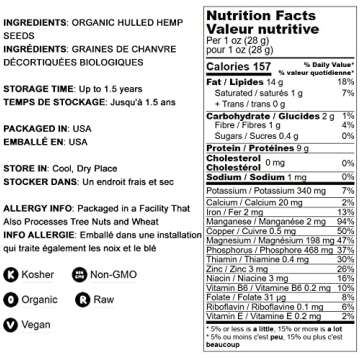 Food to Live Organic Paraguayan Hemp Seeds, 8 Oz Non-GMO Raw Hearts, Hulled, Kosher, Vegan, Bulk. Keto-Friendly. Rich in Omega 3 & 6. Good Source of Protein. Great for Smoothies, Oatmeal, and Salads