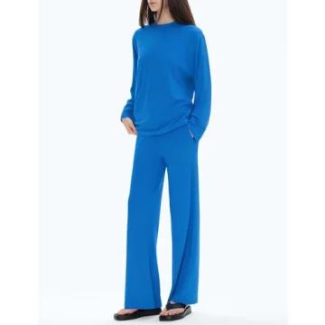 2024 Trendy Neon Blue Women's Two Piece Lounge Set