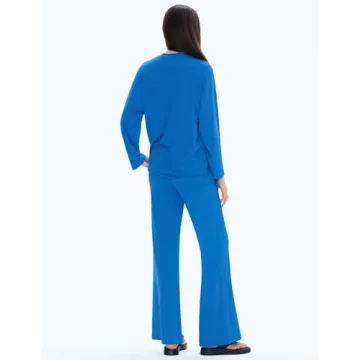 2024 Trendy Neon Blue Women's Two Piece Lounge Set