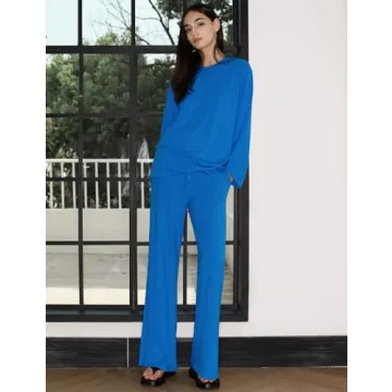 2024 Trendy Neon Blue Women's Two Piece Lounge Set