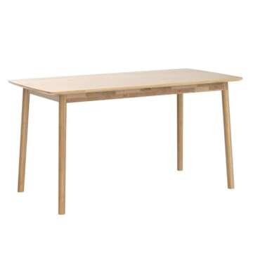 Livinia Aslan 59" Malaysian Oak Rectangular Wooden Dining Table/Large Solid Wood Kitchen Desk (Natural Oak)