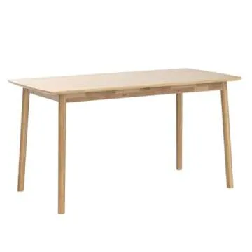 Livinia Aslan 59" Malaysian Oak Rectangular Wooden Dining Table/Large Solid Wood Kitchen Desk (Natural Oak)
