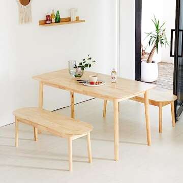 Livinia Aslan 59" Malaysian Oak Rectangular Wooden Dining Table/Large Solid Wood Kitchen Desk (Natural Oak)