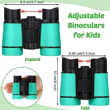 Hiboom 8 Pack Kid Binoculars Set Shockproof Folding Mini Compact Binoculars Compass Magnifying Glass...