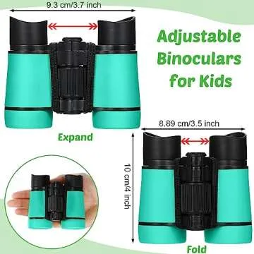 Hiboom 8 Pack Kid Binoculars Set Shockproof Folding Mini Compact Binoculars Compass Magnifying Glass...