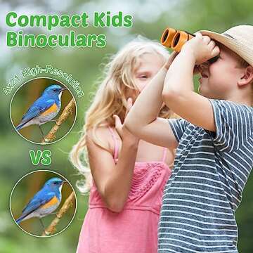 Hiboom 8 Pack Kid Binoculars Set Shockproof Folding Mini Compact Binoculars Compass Magnifying Glass for 3-12 Years Boys Girls Kids Bird Watching Camping Outdoor Play