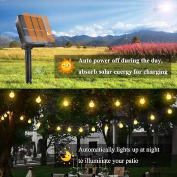 Flechllary Solar String Lights for Outside, Crystal Globe Lights with 8 Modes, Solar String Lights O...