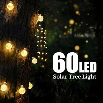 Flechllary Solar String Lights for Outside, Crystal Globe Lights with 8 Modes, Solar String Lights Outdoor Waterproof for Garden Tree Patio Party Christmas Decorations (Warm White)