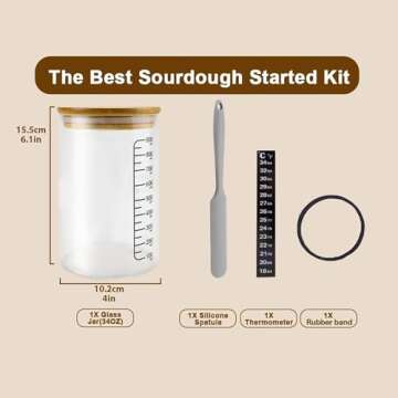 Pro Sourdough Bread Starter Kit - 34 oz sourdough jar with 5 unique features for the perfect sour dough bread & sourdough starter kit - baking supplies (34oz-1pack)