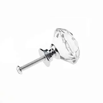 YourGift 12 Pack Drawer Knobs Diamond Shaped Crystal Glass 30mm Cabinet Knobs Pull Handles (Silver)