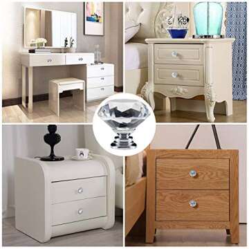 YourGift 12 Pack Drawer Knobs Diamond Shaped Crystal Glass 30mm Cabinet Knobs Pull Handles (Silver)