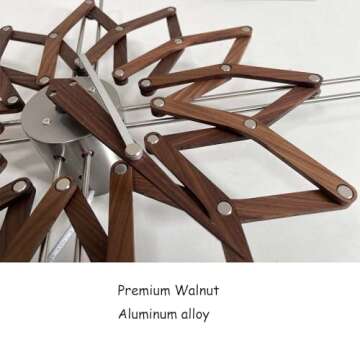 Pakusane Solstice Clock, Large Breathing Wall Clock (23 Inch 60CM) Moving Kinetic Wall Art | Hand Crafted Walnut Wall Decor for Living Room, Kitchen, Bedroom, Office | 1 Year Warranty