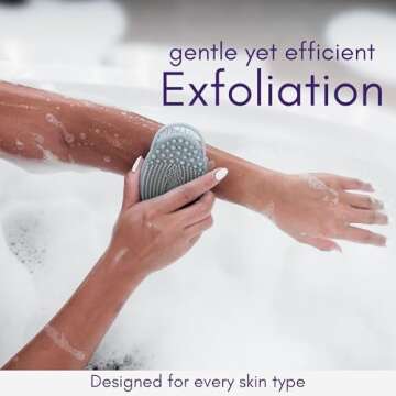 Avilana Silicone Exfoliating Body Scrubber – Dual-Sided Silicone Loofah for Shower, Body Scrubber for Men & Women, Gentle Loofa Alternative, Easy-to-Clean Silicone Body Scrubber (S2-Gray)