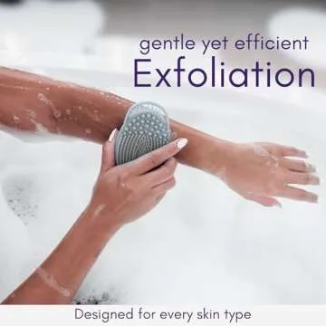 Avilana Silicone Exfoliating Body Scrubber – Dual-Sided Silicone Loofah for Shower, Body Scrubber for Men & Women, Gentle Loofa Alternative, Easy-to-Clean Silicone Body Scrubber (S2-Gray)