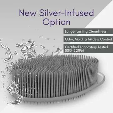 Avilana Silicone Exfoliating Body Scrubber – Dual-Sided Silicone Loofah for Shower, Body Scrubber for Men & Women, Gentle Loofa Alternative, Easy-to-Clean Silicone Body Scrubber (S2-Gray)