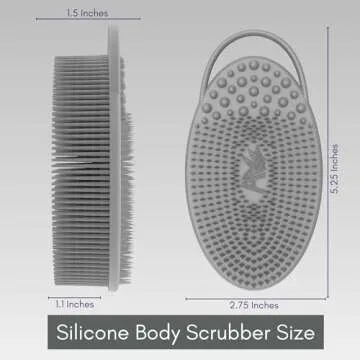 Avilana Silicone Exfoliating Body Scrubber – Dual-Sided Silicone Loofah for Shower, Body Scrubber for Men & Women, Gentle Loofa Alternative, Easy-to-Clean Silicone Body Scrubber (S2-Gray)