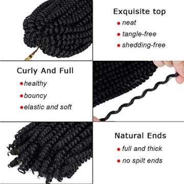 Beyond Beauty Spring Twist Crochet Hair 90strands 8 Inch Fluffy Spring Twists Braiding,Spring Twist Crochet Braids Bomb for Black Women (1B)