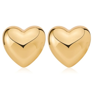 MUYAN Gold Heart Stud Earrings for Women Small Love Heart Dainty Earrings Fashion Jewelry