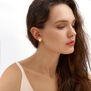 Stylish MUYAN Gold Heart Stud Earrings for Women