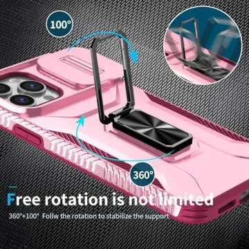 Ailampe Magnetic Case for iPhone 13 Pro Max 6.7", "Phone Case with Camera Cover & Kickstand, Military Grade Shockproof, Wine Red