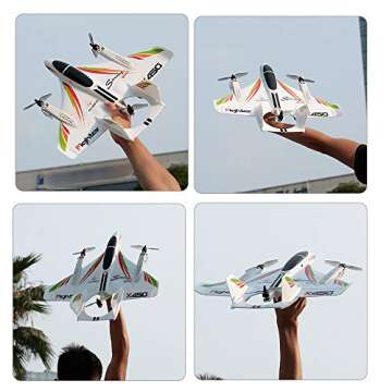 GoolRC WLtoys XK X450 RC Airplane - 2.4G Remote Control Brushless Aircraft with Vertical Takeoff LED