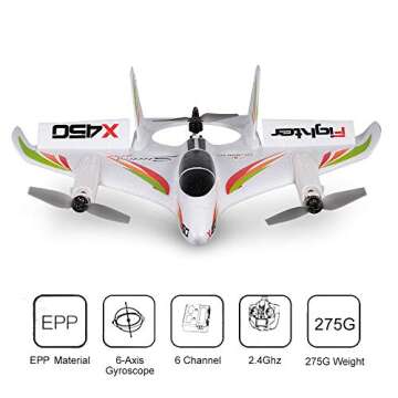 GoolRC WLtoys XK X450 RC Airplane | 6 Channel Brushless Takeoff Plane