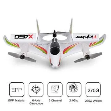 GoolRC WLtoys XK X450 RC Airplane | 6 Channel Brushless Takeoff Plane