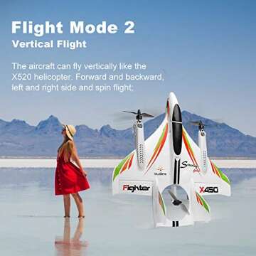 GoolRC WLtoys XK X450 RC Airplane | 6 Channel Brushless Takeoff Plane