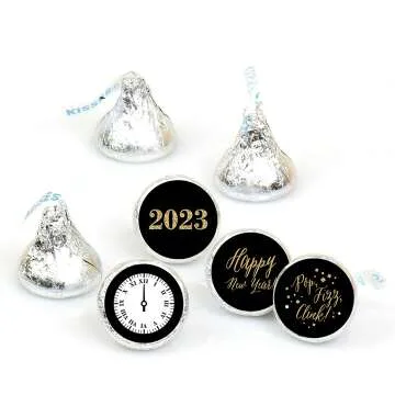 New Year's Eve Candy Stickers - 108 Gold Labels