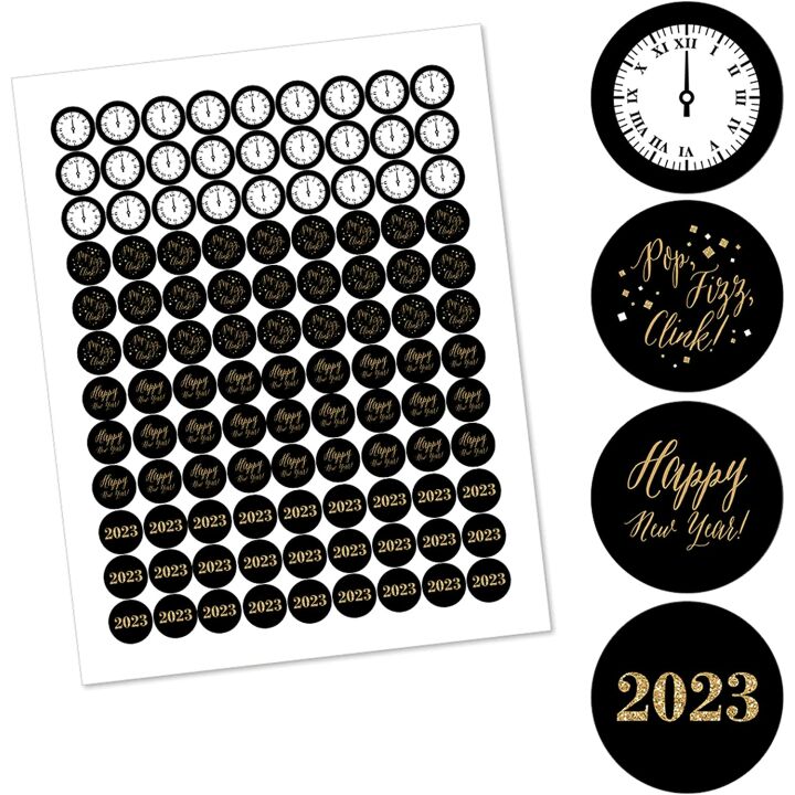 New Year's Eve Candy Stickers - 108 Gold Labels