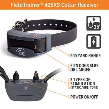 SportDOG Brand FieldTrainer 425XS Remote Training Dog Collar, E Collar for Stubborn Dogs - Waterproof, Submersible Up to 25 Feet, Rechargeable Dog Training Collar with Remote Shock, Vibrate, and Tone