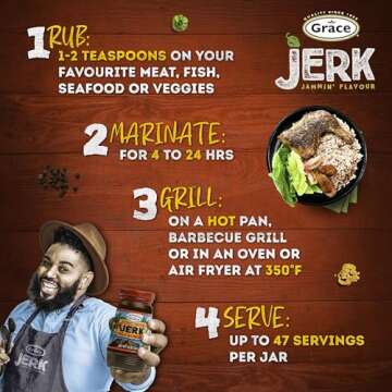 Grace Jamaican Hot Jerk Seasoning (Two 10 Oz Jars) - Hot Jerk Seasoning Jamaican Style - Caribbean Jerk Seasoning Mix for Jerk Chicken Seasoning & Oxtail Seasoning