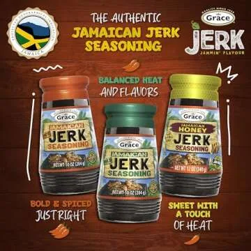 Grace Jamaican Hot Jerk Seasoning (Two 10 Oz Jars) - Hot Jerk Seasoning Jamaican Style - Caribbean Jerk Seasoning Mix for Jerk Chicken Seasoning & Oxtail Seasoning