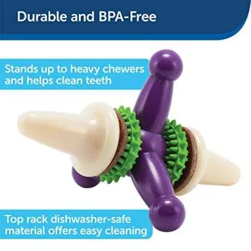 PetSafe Busy Buddy Jack - Treat Holding Dog Chew Toys - Helps Clean Teeth - Vanilla Scented Rubber for Strong Chewers - Treat Refills Included, Interactive Dog Toy Helps Keep Dogs Busy, Purple, Medium
